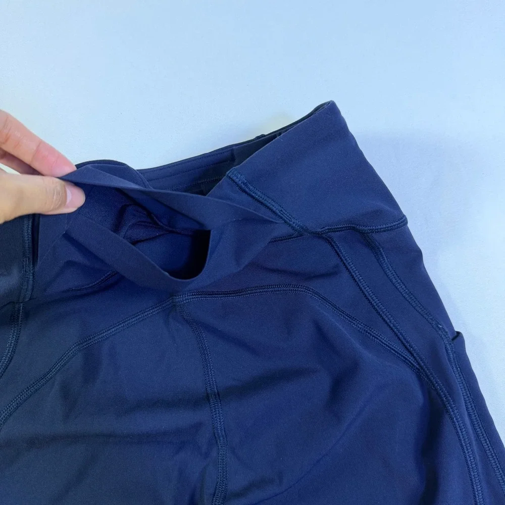 Lululemon Speed Up High Rise Crop 21 Navy Blue Running Leggings Pockets Size 2‎